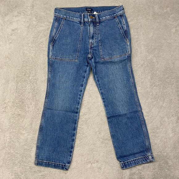 J. Crew Denim - J Crew Jeans Womens 25 Petite Blue Cropped Ankle Patch Pocket Utility BT040